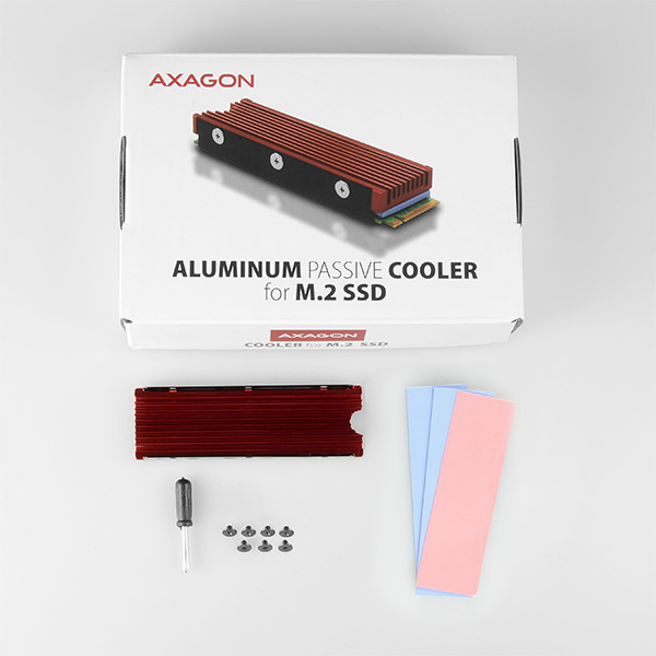 Axagon CLR-M2 syst�me de refroidissement d ordinateur M.2 NVMe SSD, Disque �lectronique Dissipateur thermique/Radiateur Noir, Rouge 1 pi�ce(s)