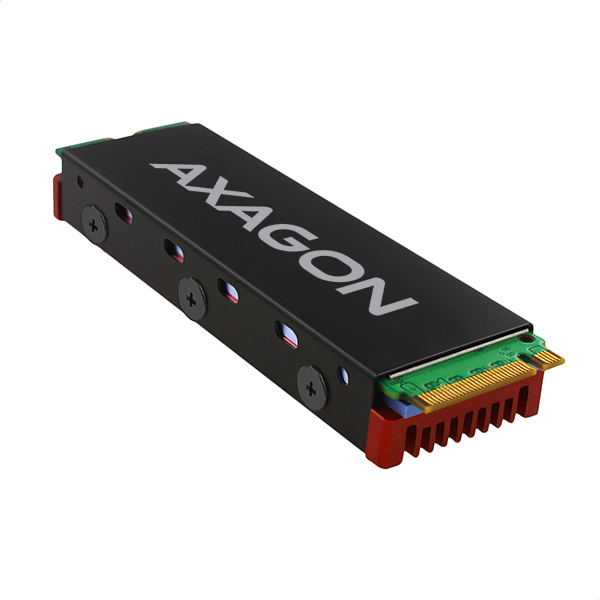 Axagon CLR-M2 syst�me de refroidissement d ordinateur M.2 NVMe SSD, Disque �lectronique Dissipateur thermique/Radiateur Noir, Rouge 1 pi�ce(s)