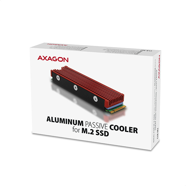 Axagon CLR-M2 syst�me de refroidissement d ordinateur M.2 NVMe SSD, Disque �lectronique Dissipateur thermique/Radiateur Noir, Rouge 1 pi�ce(s)