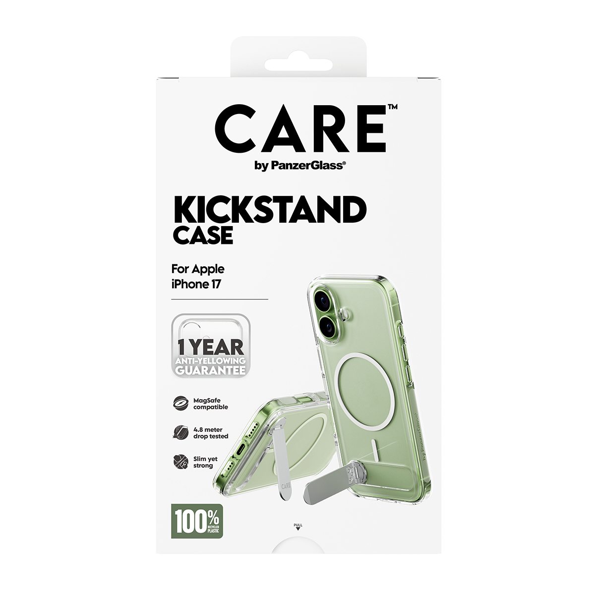 PanzerGlass CARE by � Feature Case Transparent w. Kickstand & MagSafe iPhone 17 coque de protection pour t�l�phones portables Housse
