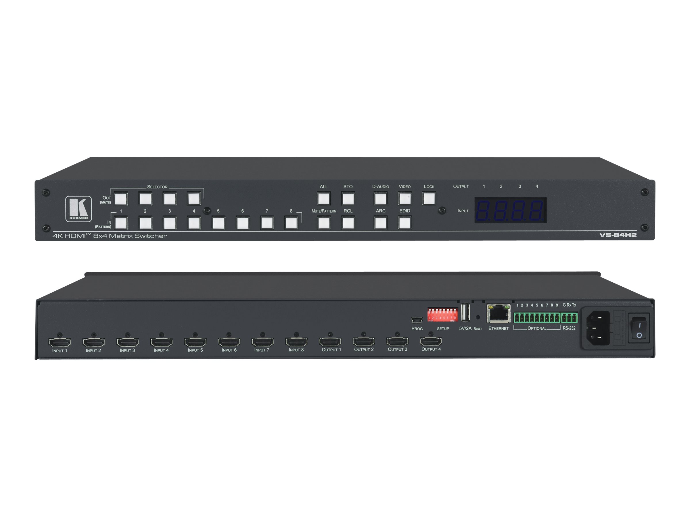 Kramer Electronics Kramer VS-84H2 8x4 4K HDR HDCP 2.2 Matrix Switcher with Digital Audio Routing