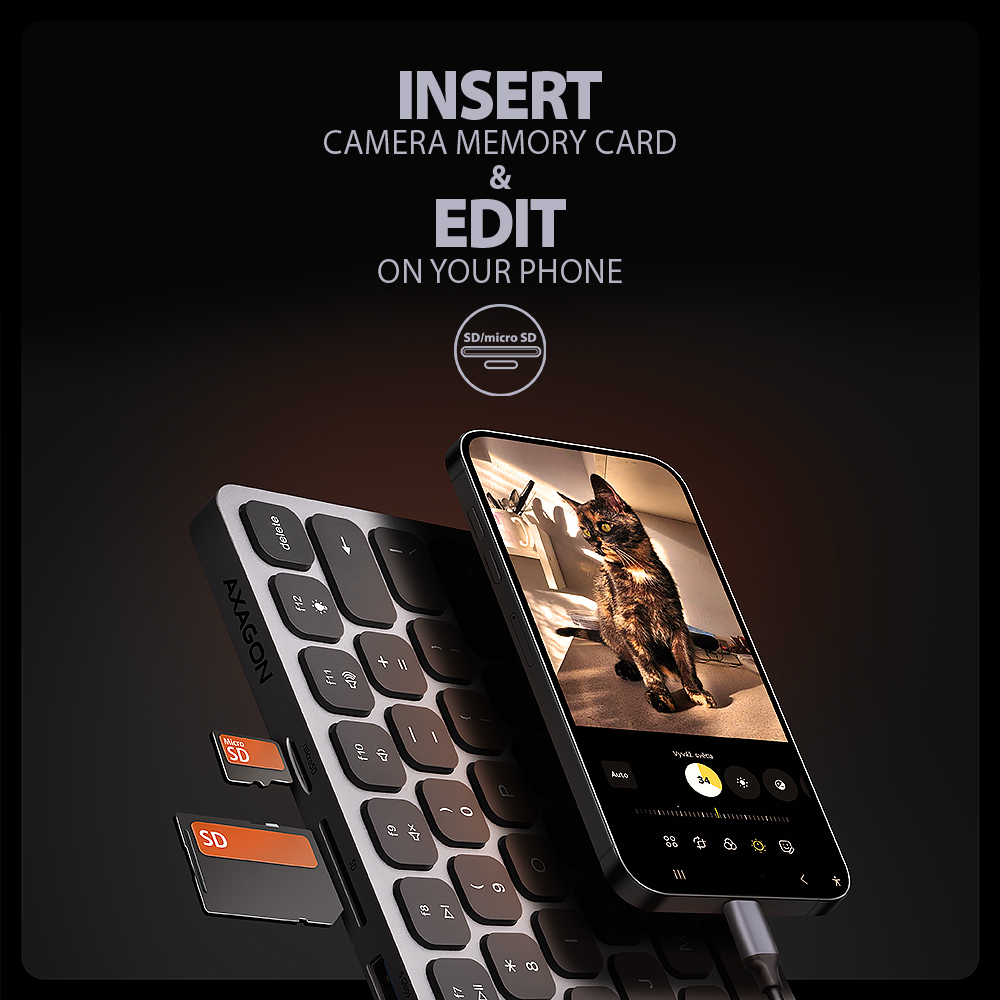 Axagon HMC-KB-US replicatore di porte e docking station per laptop Cablato USB 3.2 Gen 1 (3.1 Gen 1) Type-C Grigio