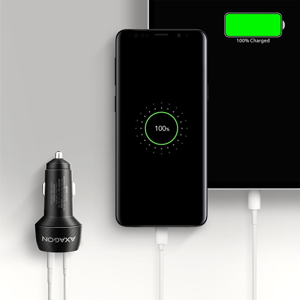 Axagon PWC-PQ48 PD3.0 & QC4+ 2xOUTPUTS car charger 48W