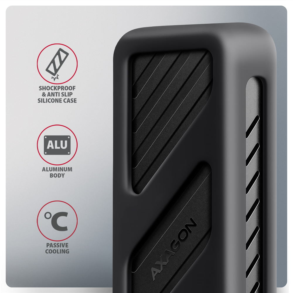 Axagon EEM2-20G NVMe-SSD-Gehuse USB-C 3.2 20 Gbps 2230 - 2280 - schwarz Box esterno SSD Nero M.2