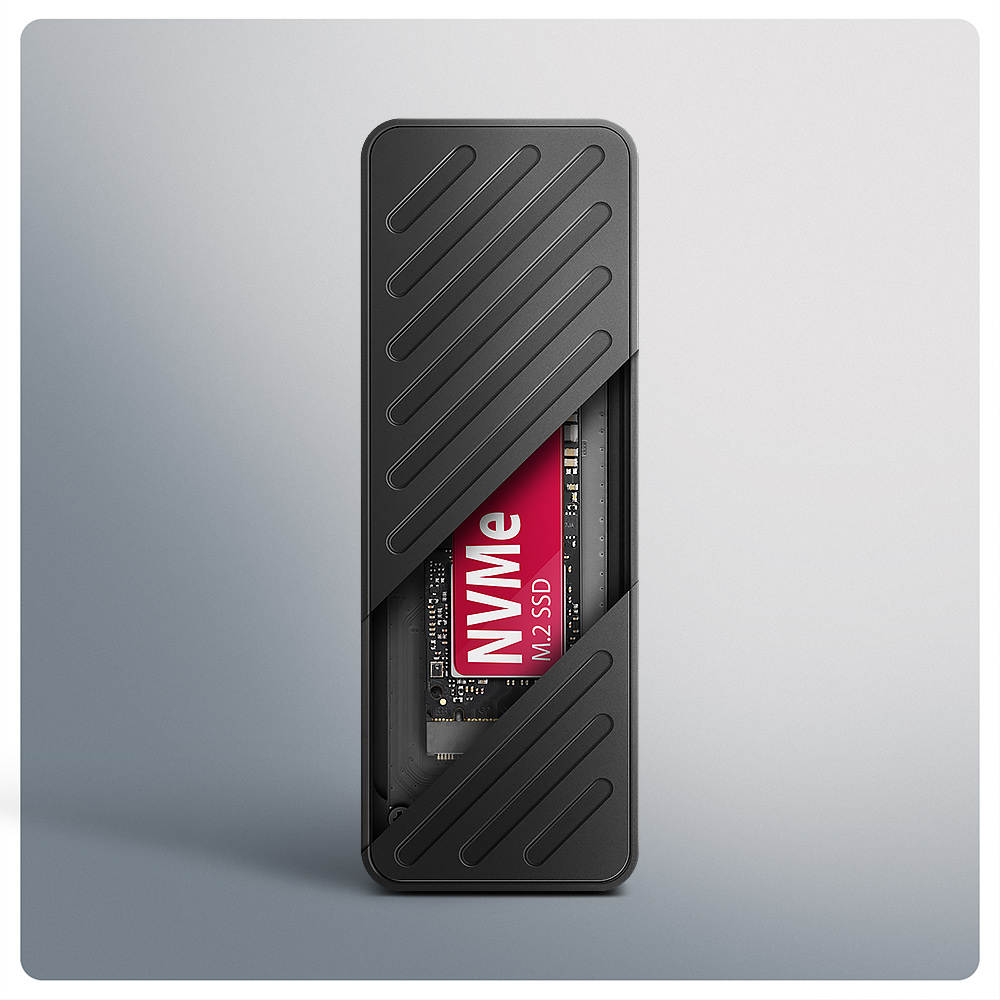 Axagon EEM2-20G NVMe-SSD-Gehuse USB-C 3.2 20 Gbps 2230 - 2280 - schwarz Box esterno SSD Nero M.2