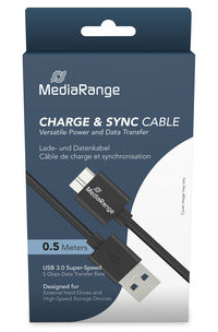 MediaRange MRCS239 c�ble USB USB 3.2 Gen 1 (3.1 Gen 1) 0,5 m USB A Micro-USB B 5 Gbit/s Noir