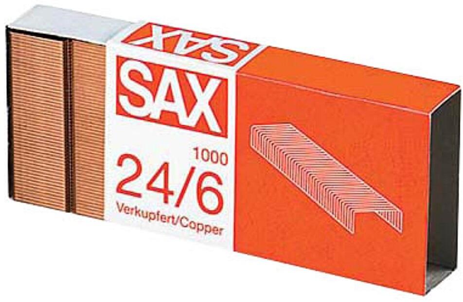 Sax Heftklammer 1-246-01 Nr. 24/6mm verkupfert 1.000 St./Pack.