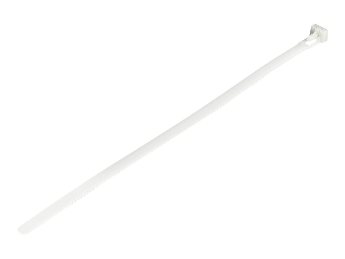 StarTech.com Bridas reutilizables de 25cm para cables - 7 mm de ancho, 65 mm de di�metro, soportan 22 kg de tensi�n, de nylon, para interior/ext., 94V-2/UL, paquete de 100 - blancas