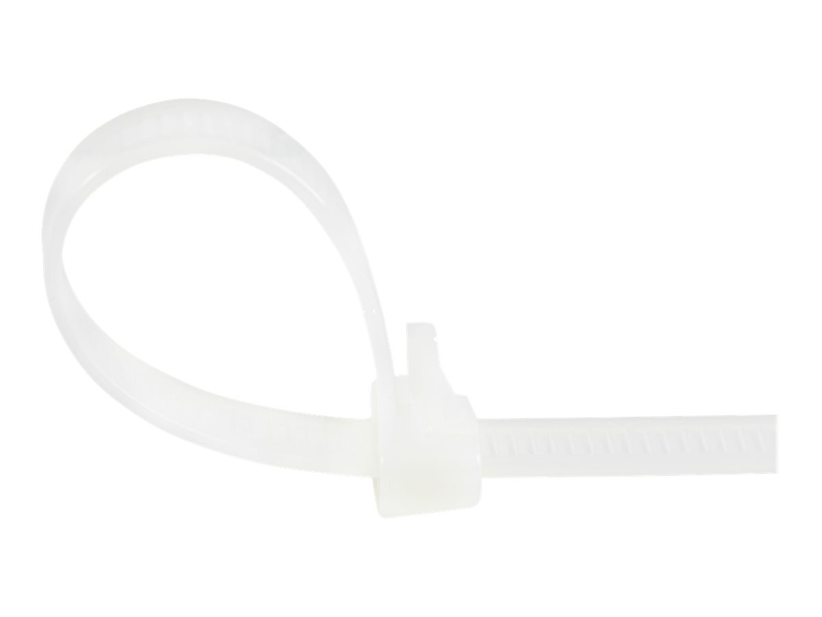 StarTech.com Fascette fermacavo riutilizzabili da 25 cm - 7 mm di larghezza, 65 mm di diametro del fascio e resistenza alla trazione 22 kg, fascette di nylon per interni/esterni, Omologati 94V-2/UL, 100 pezzi - bianco