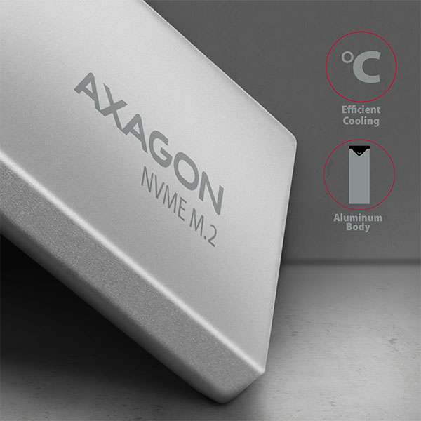 Axagon EEM2-UG2 caja para disco duro externo Caja externa para unidad de estado slido (SSD) Negro, Gris M.2