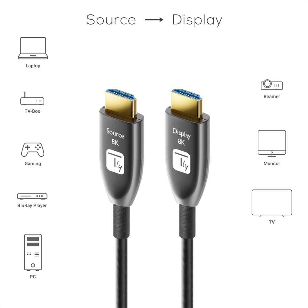 Techly High Speed - HDMI-Kabel - HDMI m�nnlich zu 19 pin micro HDMI Type D m�nnlich - 30 m - Glasfaser - Schwarz - Active Optical Cable (AOC)