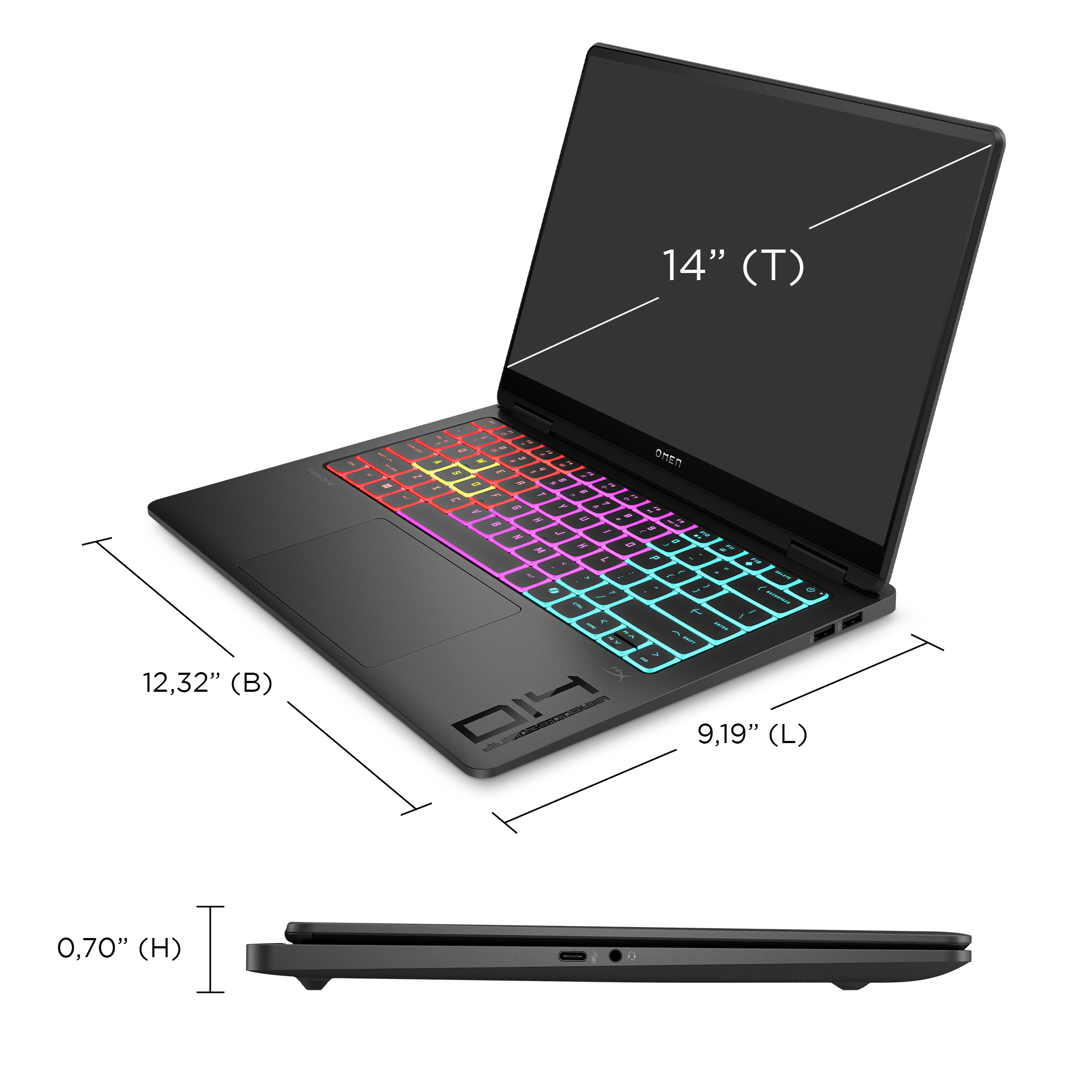 HP OMEN Transcend by HP Laptop 14-fb1097ng - Intel Core Ultra 9 285H - Win 11 Home - GeForce RTX 5070 - 64 GB RAM - 2 TB SSD NVMe - 35.6 cm (14)