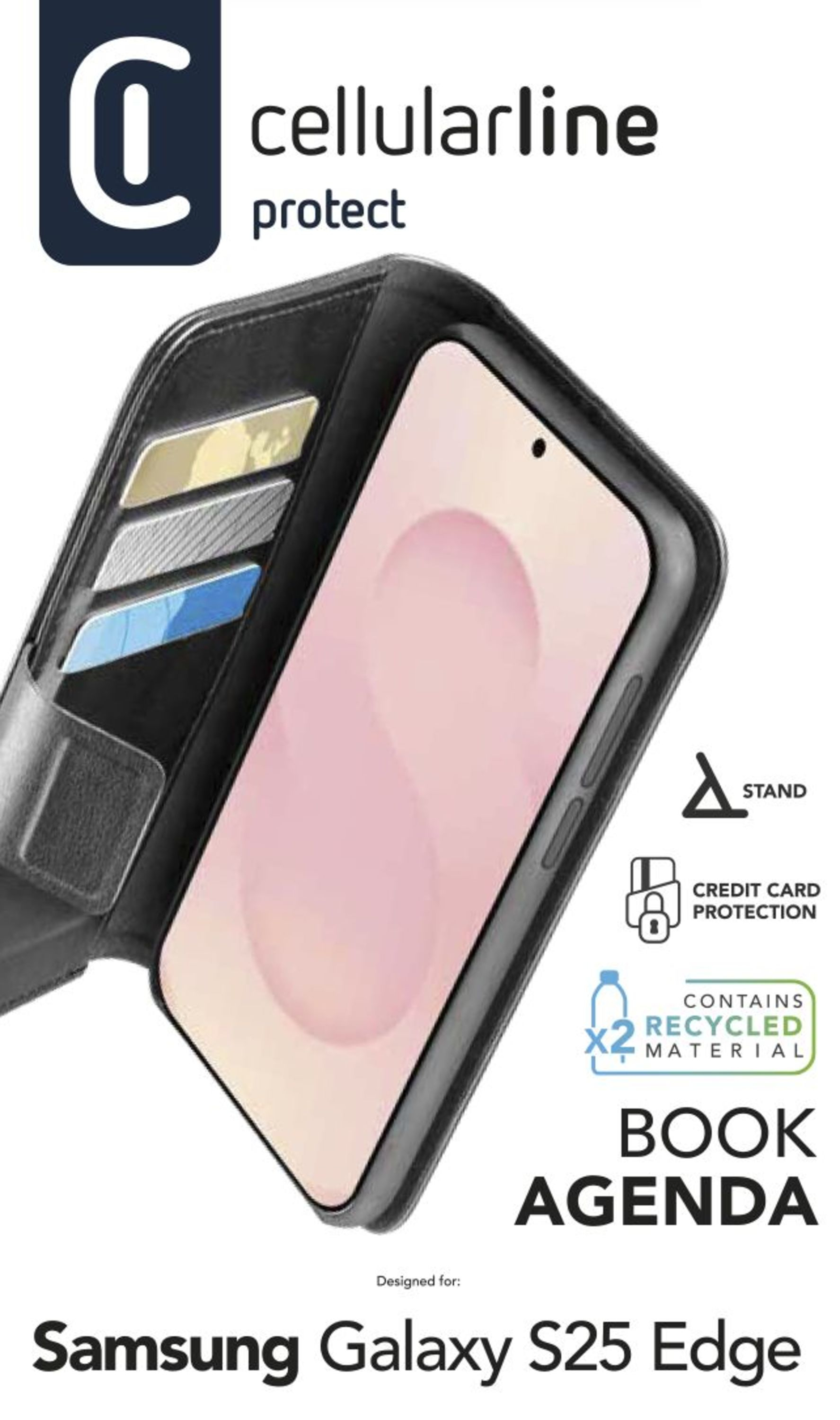 Cellularline Book Agenda 2 Case f�r Samsung S25 Edge Black