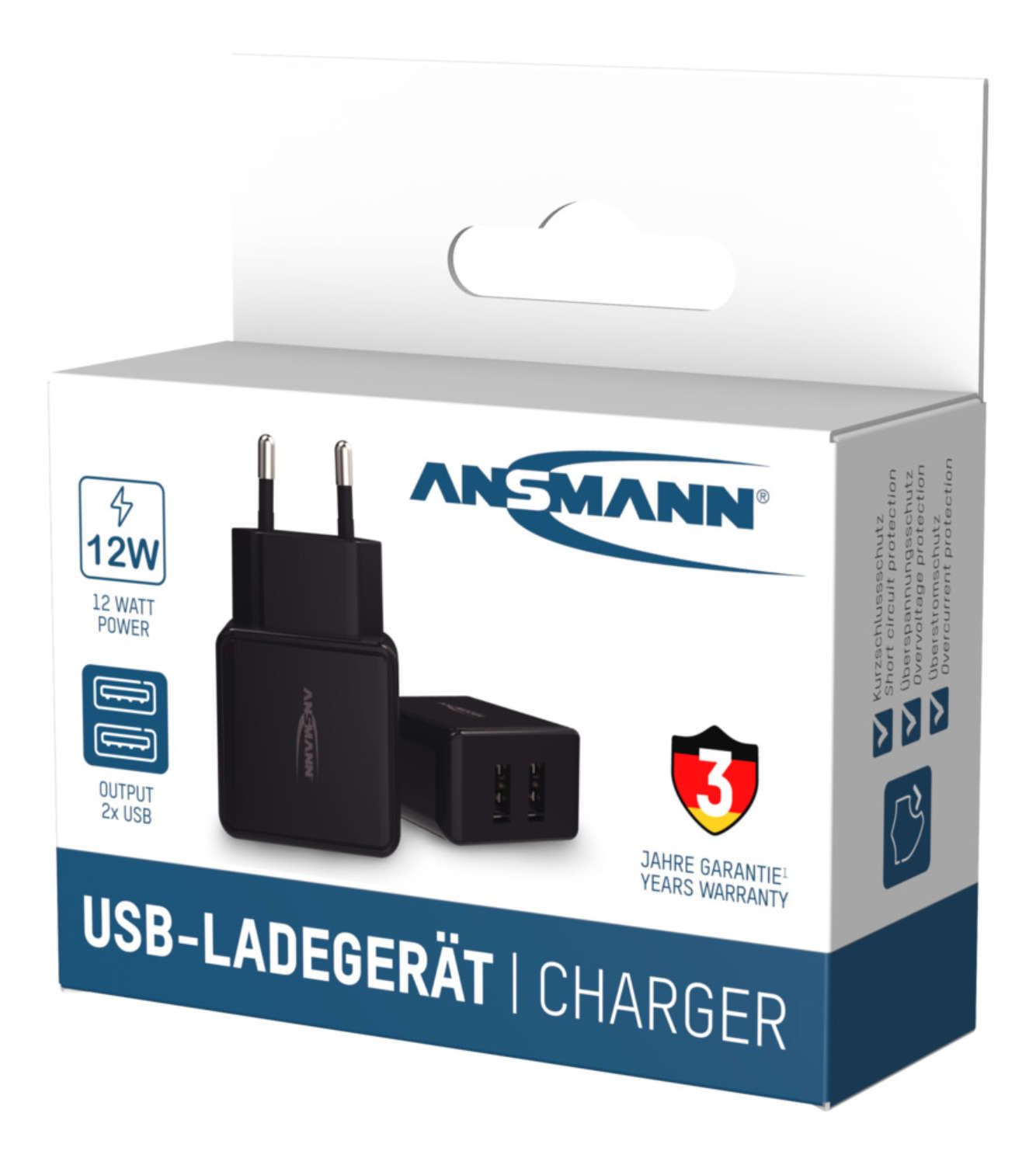 Ansmann HC212 - Netzteil - 12 Watt - 2400 mA - 2 Ausgabeanschlussstellen (USB)