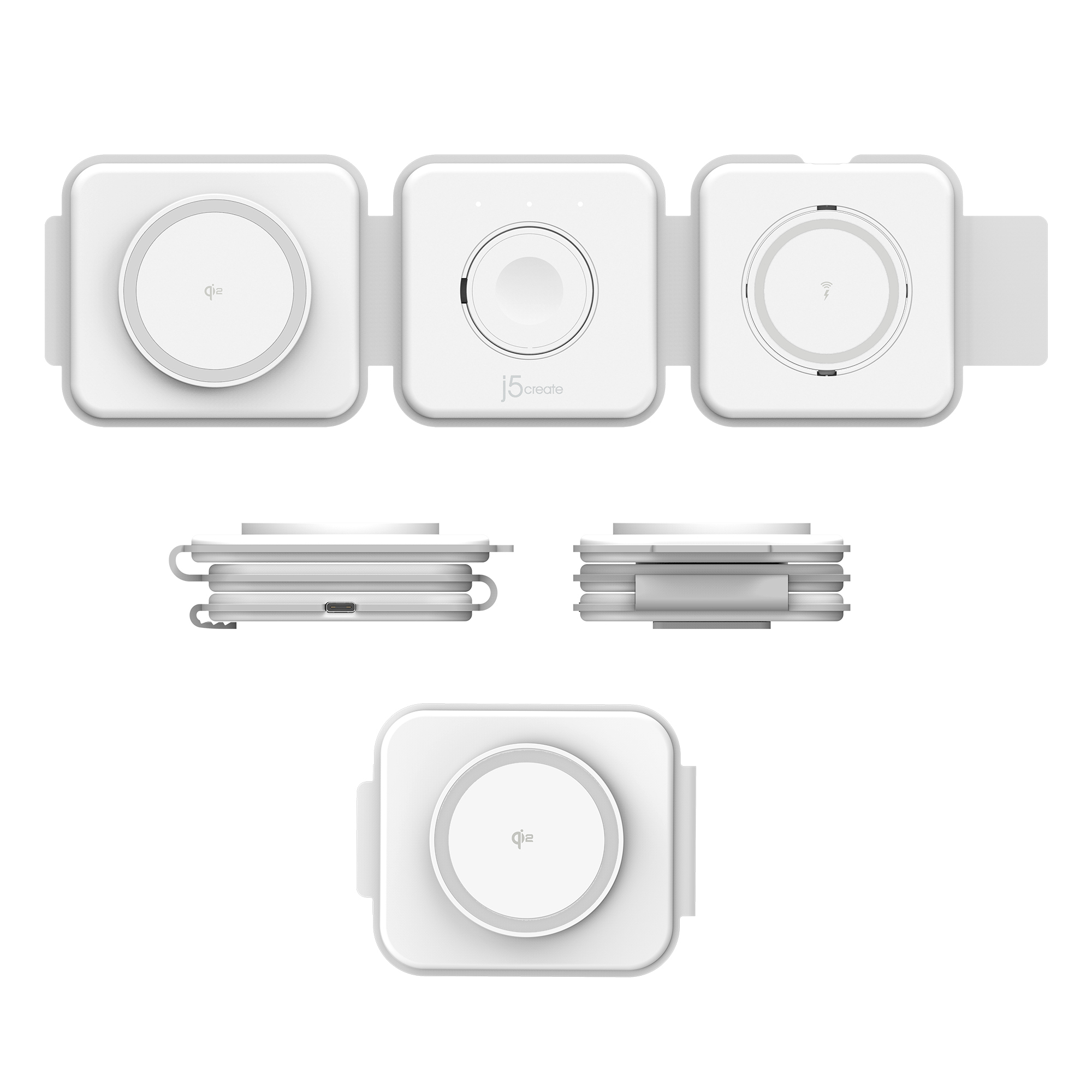 j5create JUPW3415 Cuffie, Smartphone, Orologio intelligente Bianco USB Carica wireless Ricarica rapida Interno