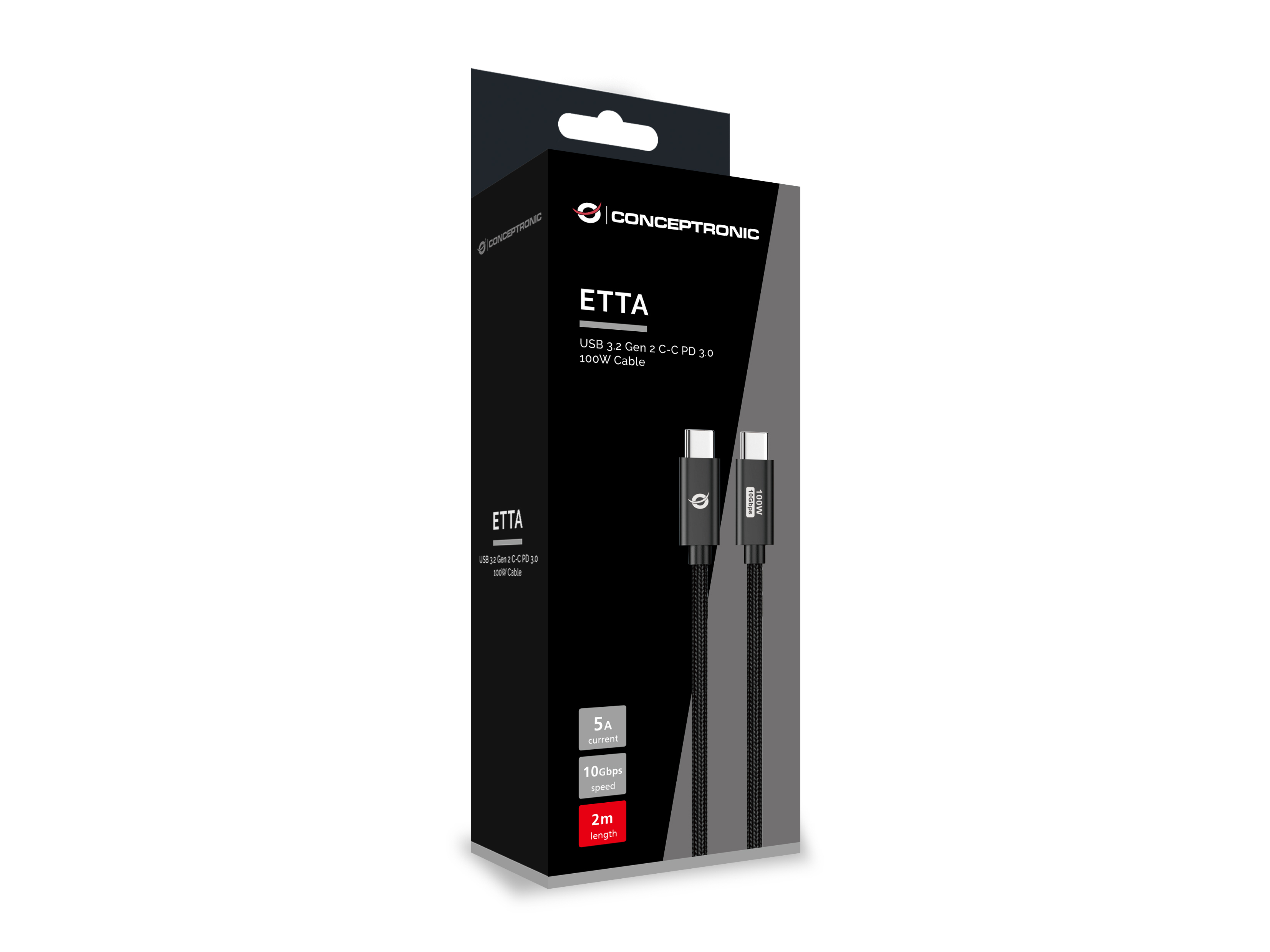 Conceptronic ETTA02B20 cble USB USB 3.2 Gen 2 (3.1 Gen 2) 2 m USB C Noir