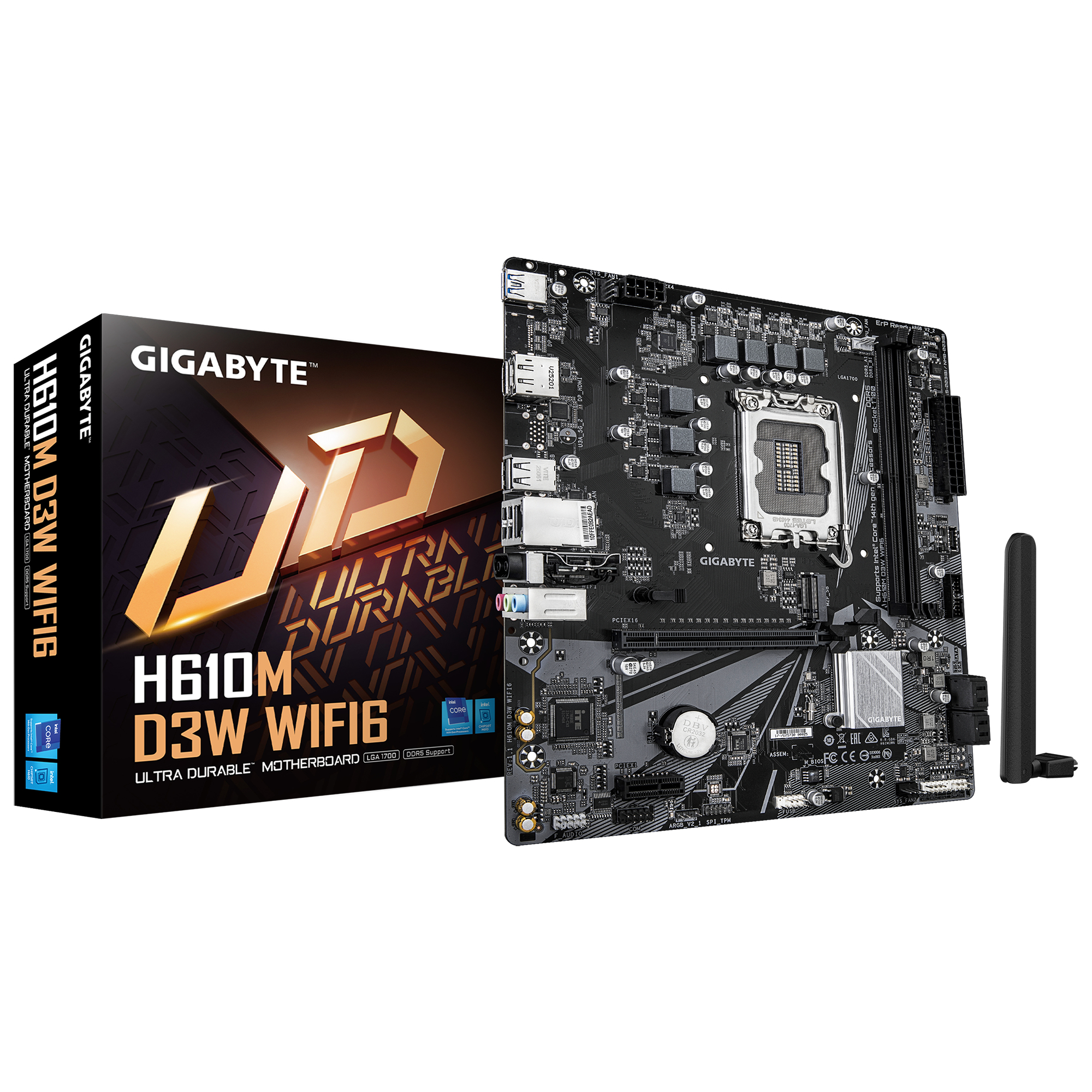Gigabyte H610M D3W WF6 H610 S1700 mATX DDR5 - Intel Sockel 1700 (Core i) - Micro/Mini/Flex-ATX