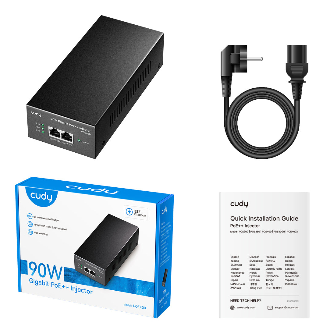 Cudy POE400 adaptador e inyector de PoE Gigabit Ethernet 56 V