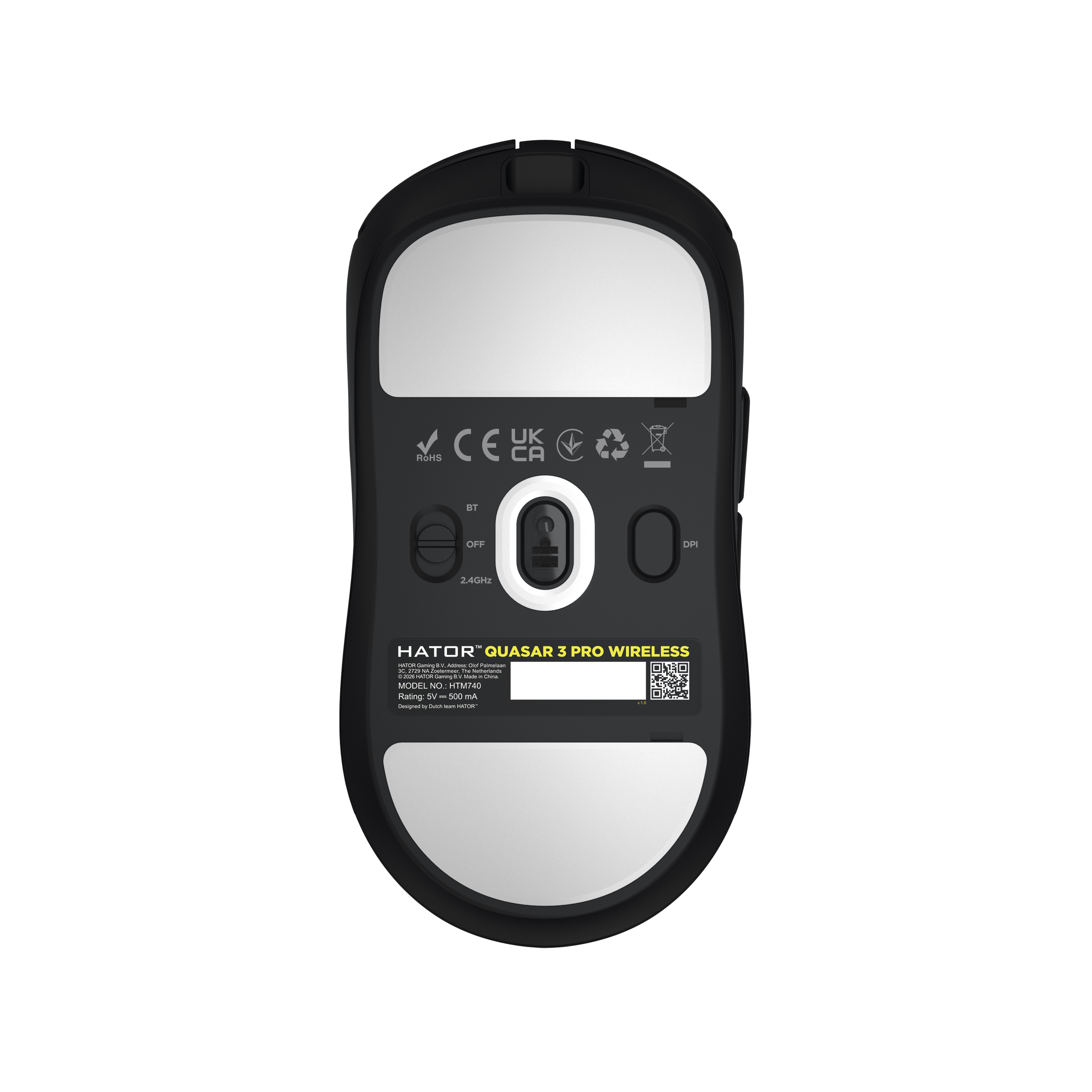 HATOR Quasar 3 Pro Wireless mouse Gaming Mano destra RF Wireless + Bluetooth + USB Type-C Ottico 30000 DPI