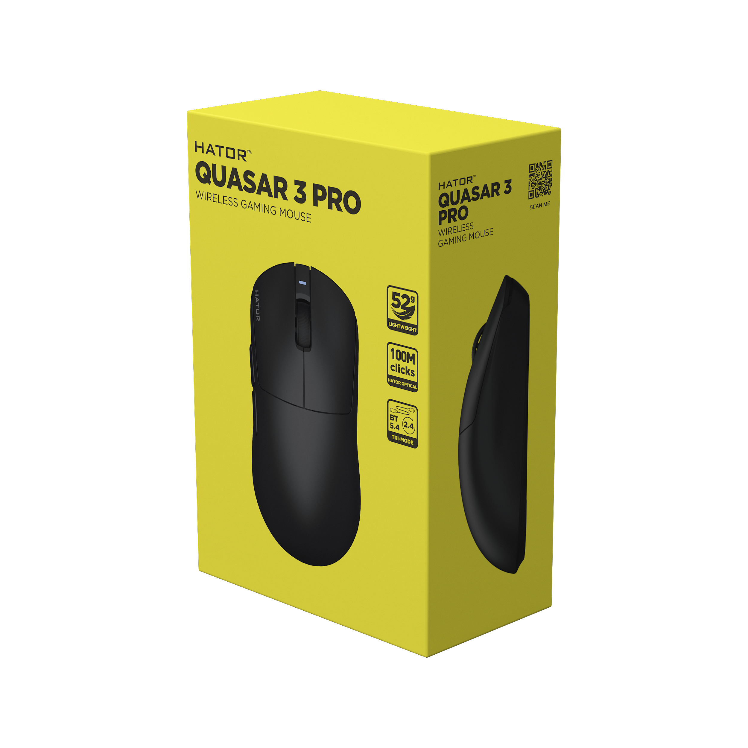 HATOR Quasar 3 Pro Wireless mouse Gaming Mano destra RF Wireless + Bluetooth + USB Type-C Ottico 30000 DPI