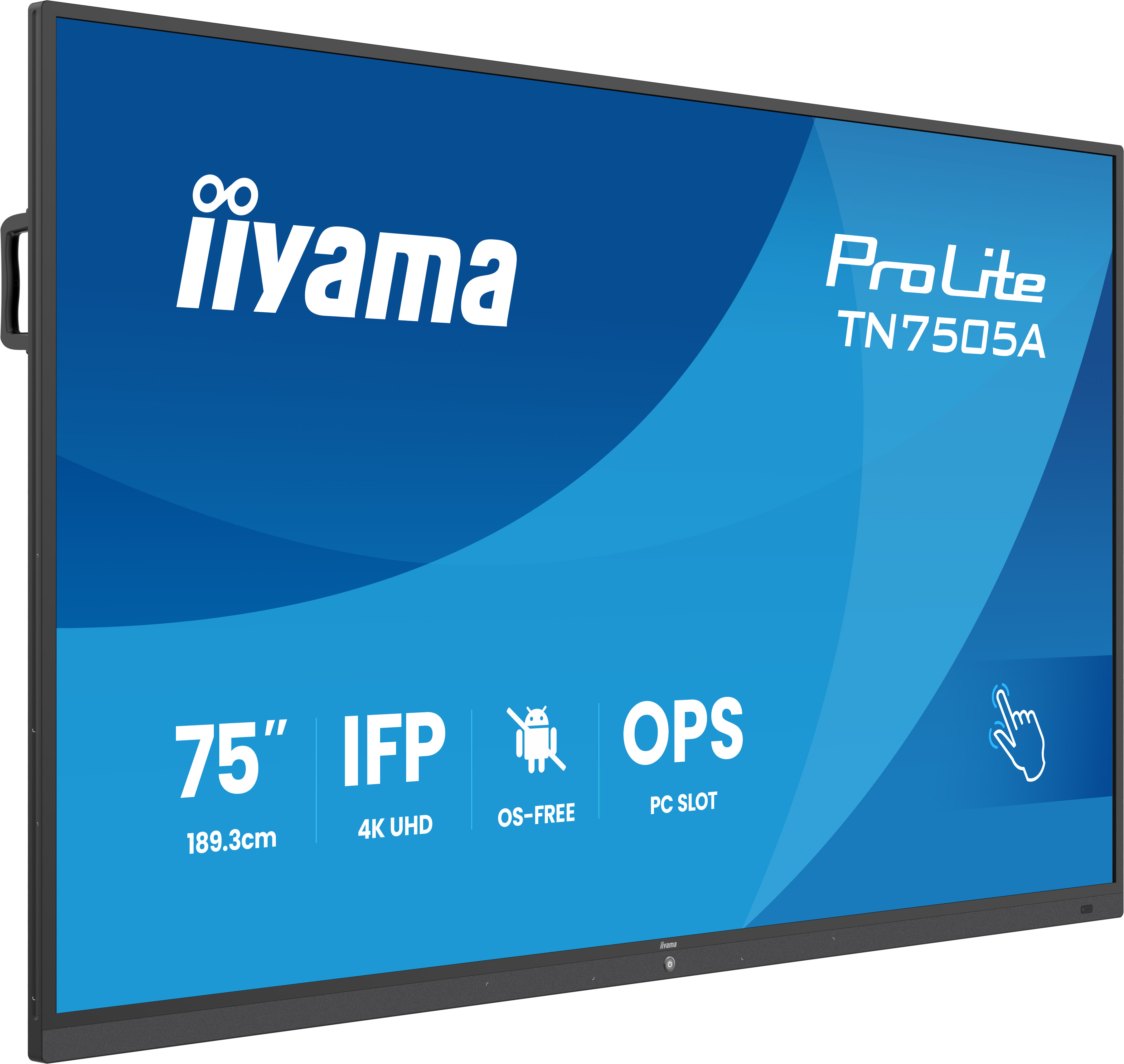 iiyama TN7505A-B1AG visualizzatore di messaggi Pannello piatto interattivo 189,3 cm (74.5) 500 cd/m� 4K Ultra HD Nero Touch screen