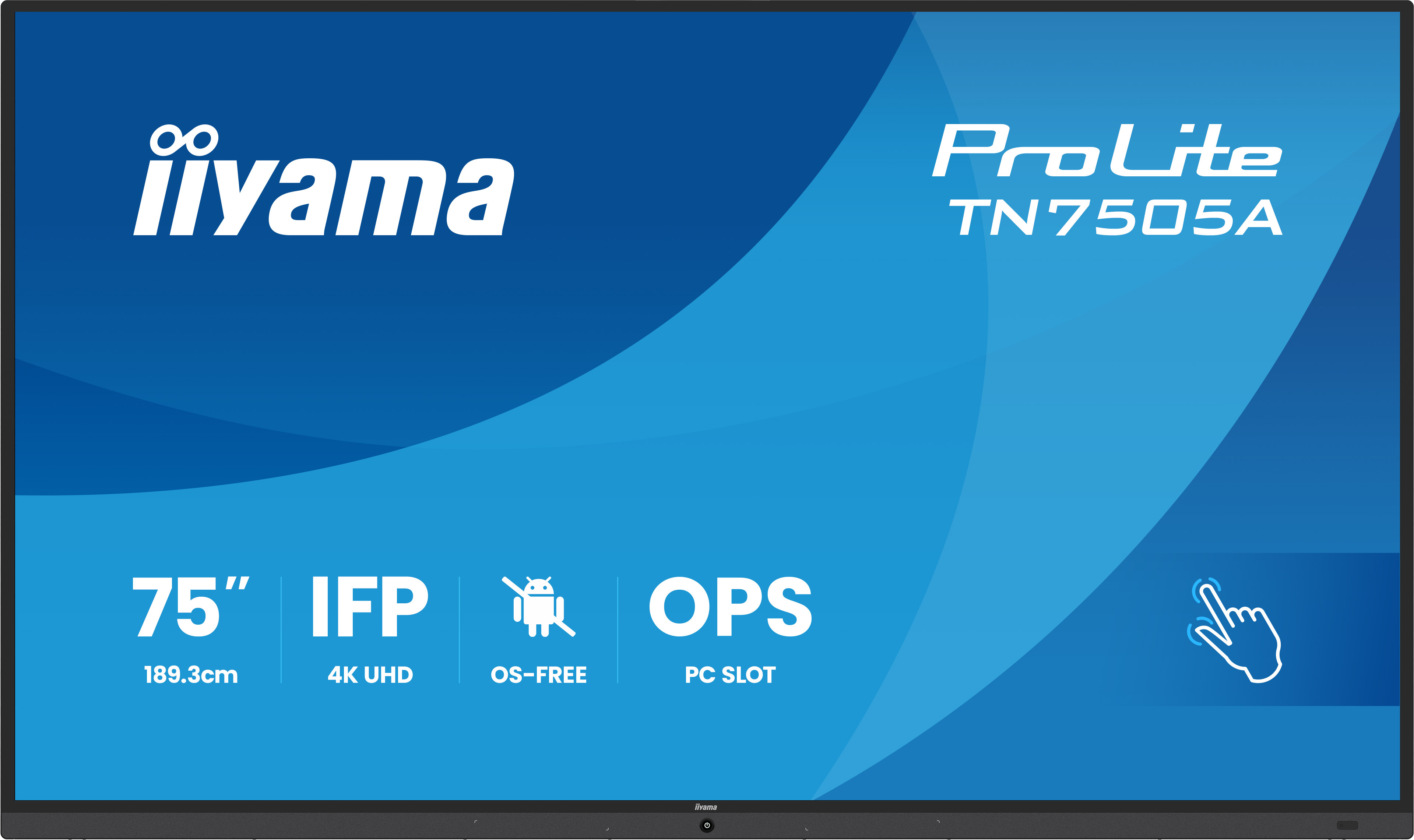 iiyama TN7505A-B1AG visualizzatore di messaggi Pannello piatto interattivo 189,3 cm (74.5) 500 cd/m� 4K Ultra HD Nero Touch screen