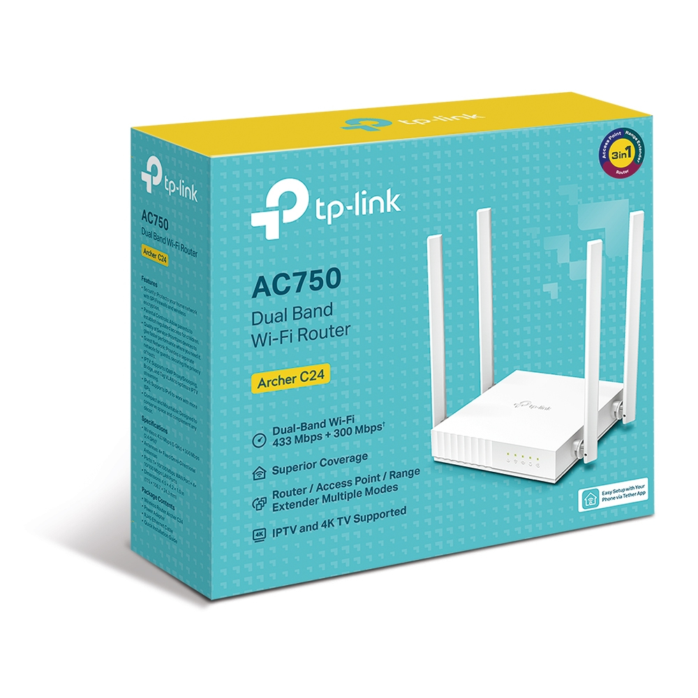 TP-Link ARCHER C24 router inal�mbrico Ethernet r�pido Doble banda (2,4 GHz / 5 GHz) Blanco
