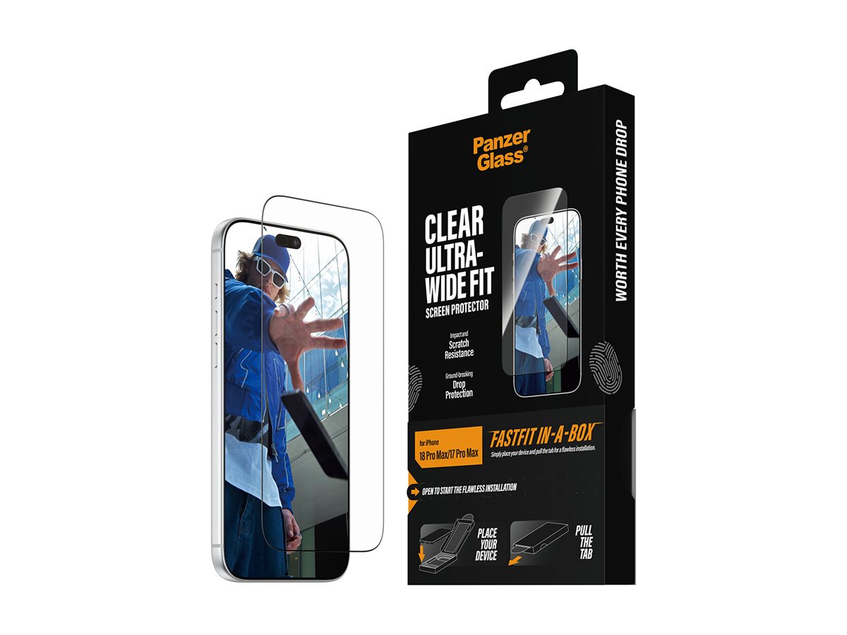 PanzerGlass Bildschirmschutz f�r Handy - ultra-breite Passform mit FASTFIT IN-A-BOX