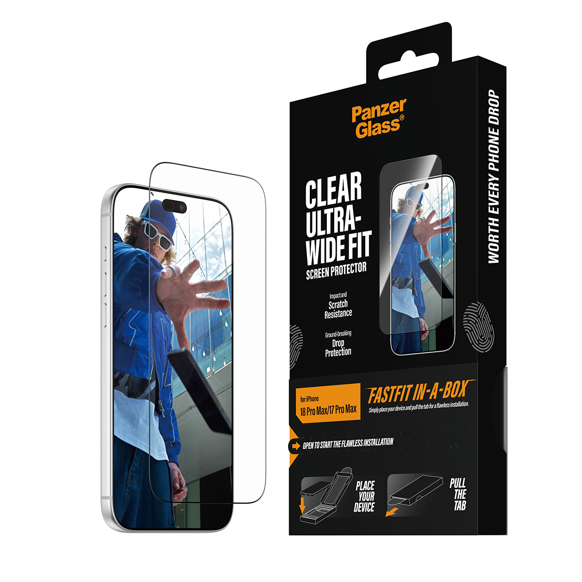 PanzerGlass Bildschirmschutz f�r Handy - ultra-breite Passform mit FASTFIT IN-A-BOX