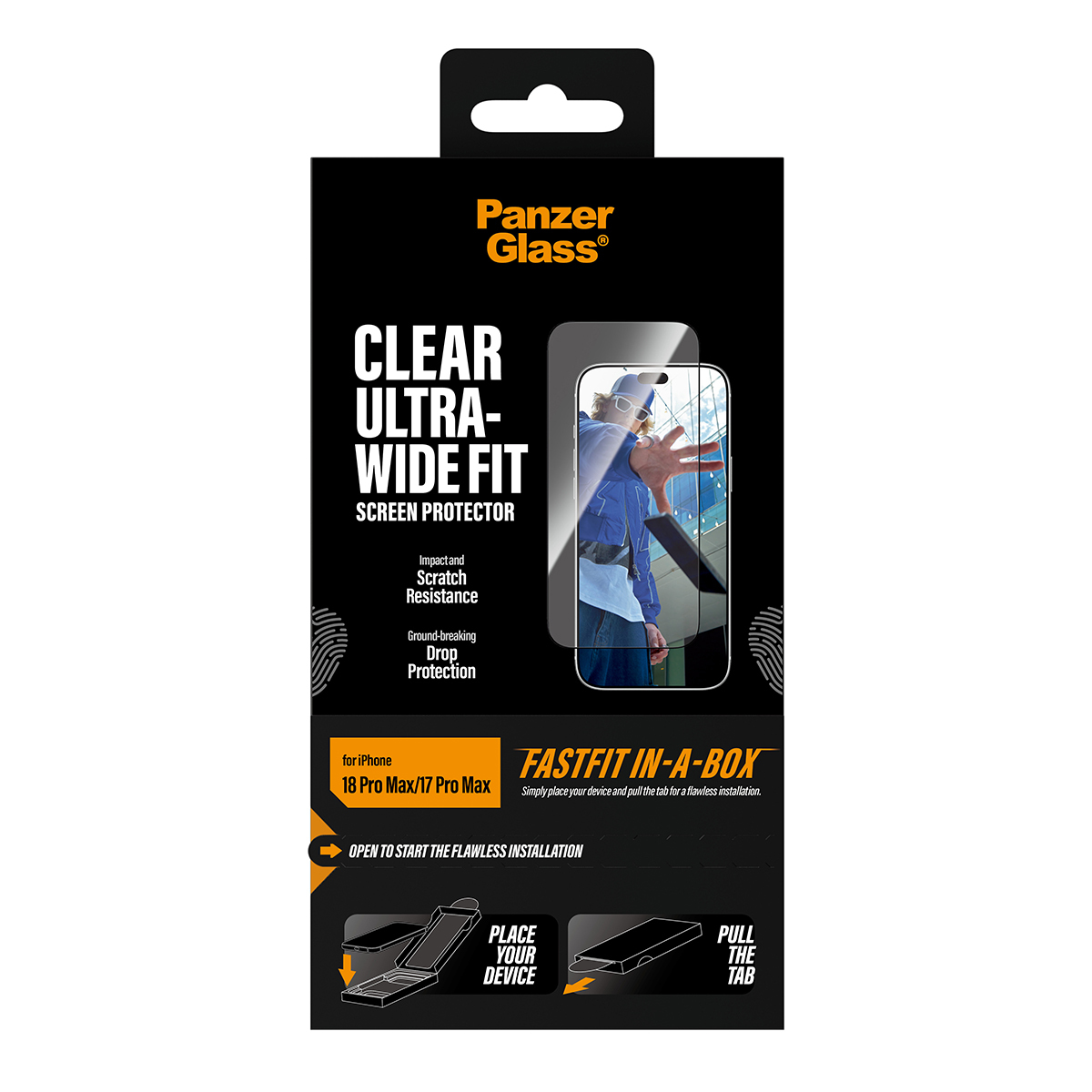 PanzerGlass Bildschirmschutz f�r Handy - ultra-breite Passform mit FASTFIT IN-A-BOX