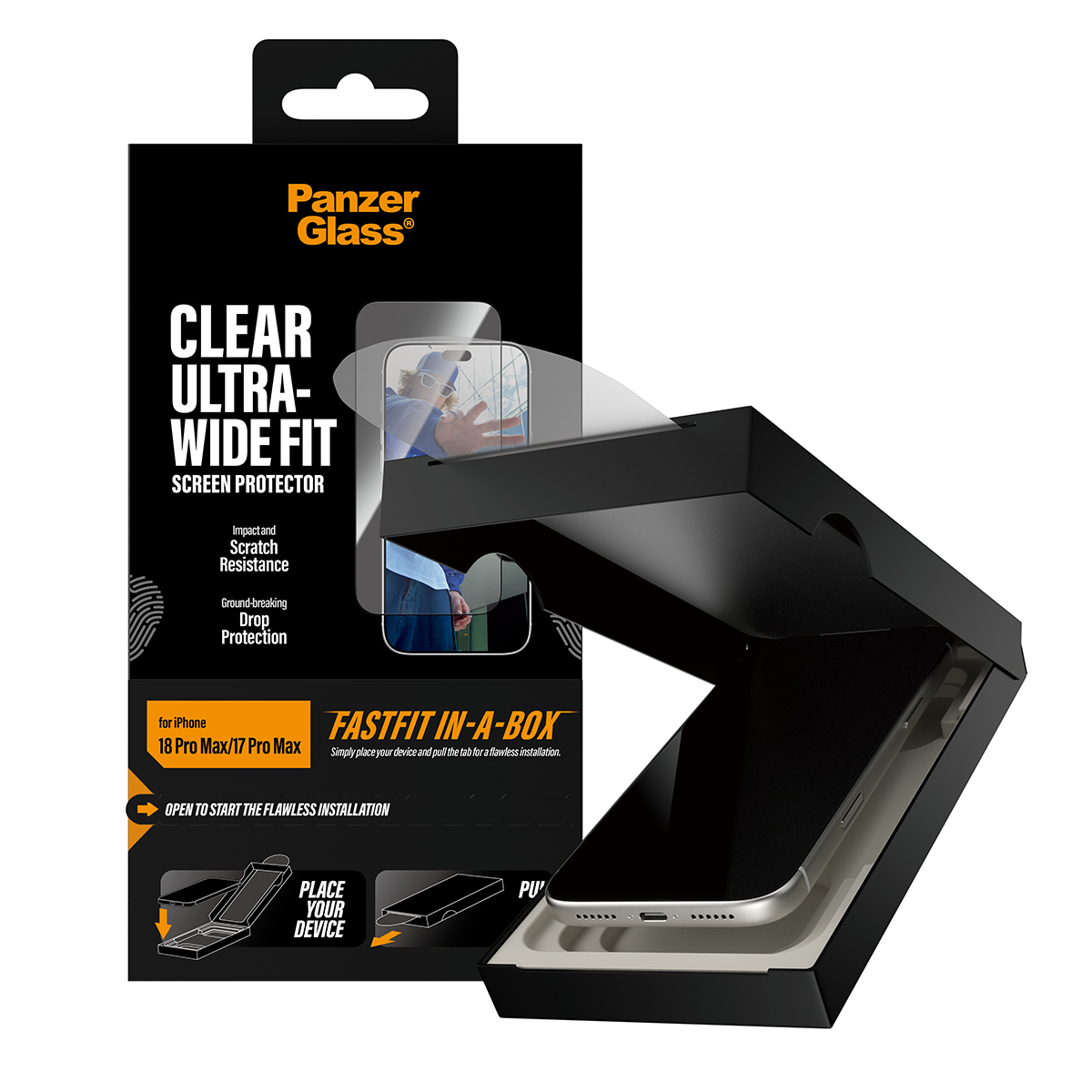 PanzerGlass Bildschirmschutz f�r Handy - ultra-breite Passform mit FASTFIT IN-A-BOX