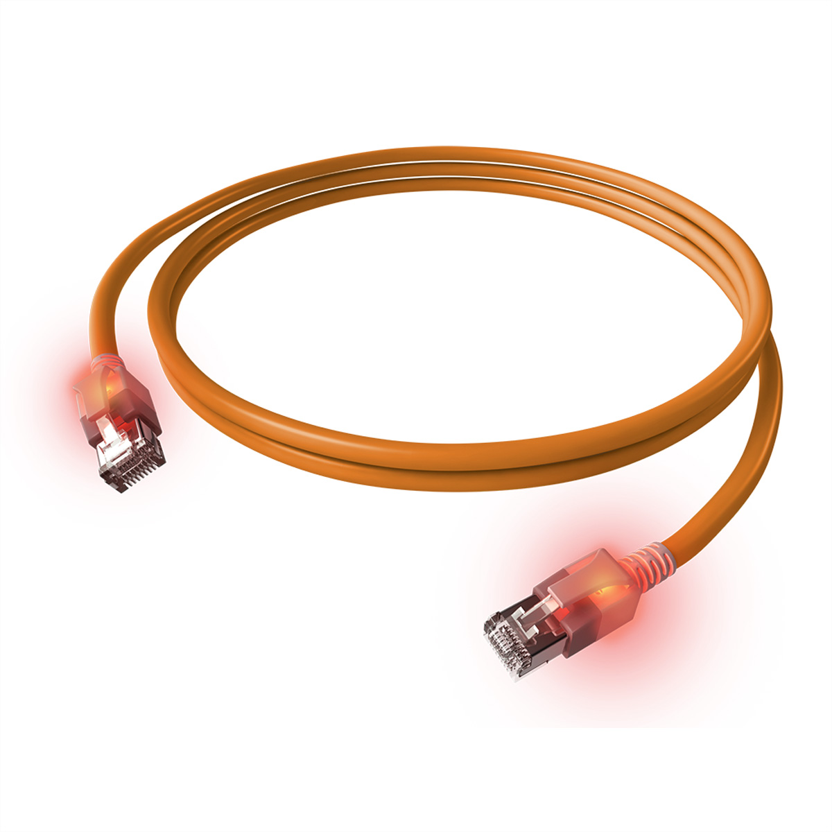 EasyLan saCon DualBoot LED Patchkabel S/FTP orange 1.00m Kat.6a - Kabel - Netzwerk