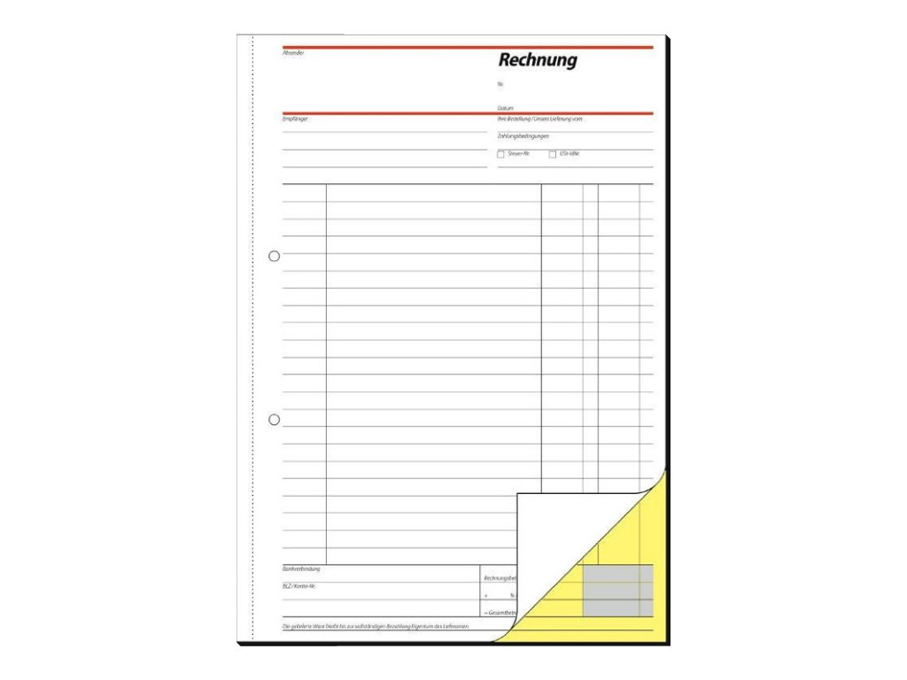 Sigel FormularbuchRechnung A4 2 x 40 Blatt SD - fr den Markt D - A4