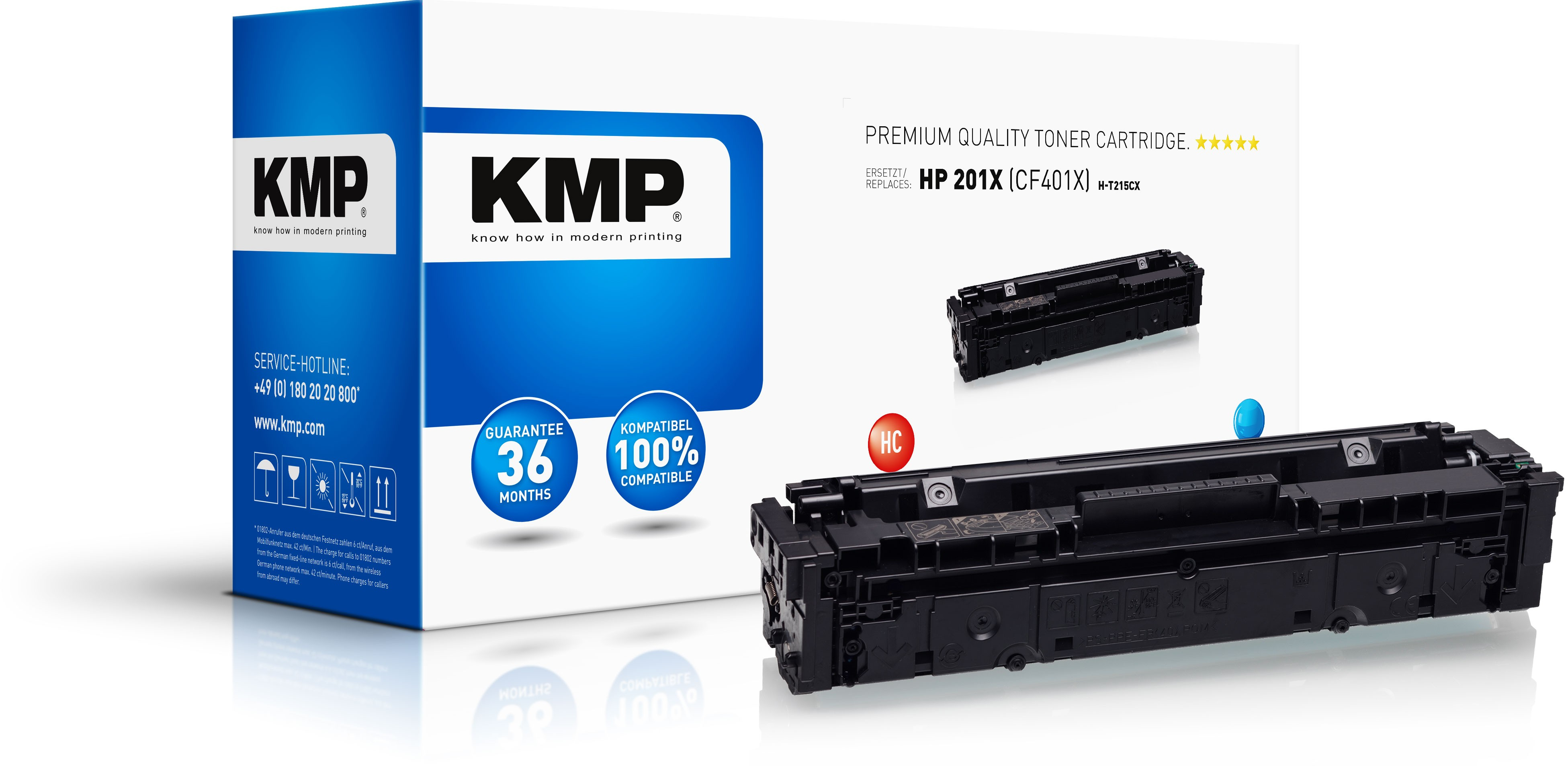 KMP H-T215CX - 50 g - Hohe Ergiebigkeit - Cyan - kompatibel - Tonerpatrone (Alternative zu: HP 201X, HP CF401X)