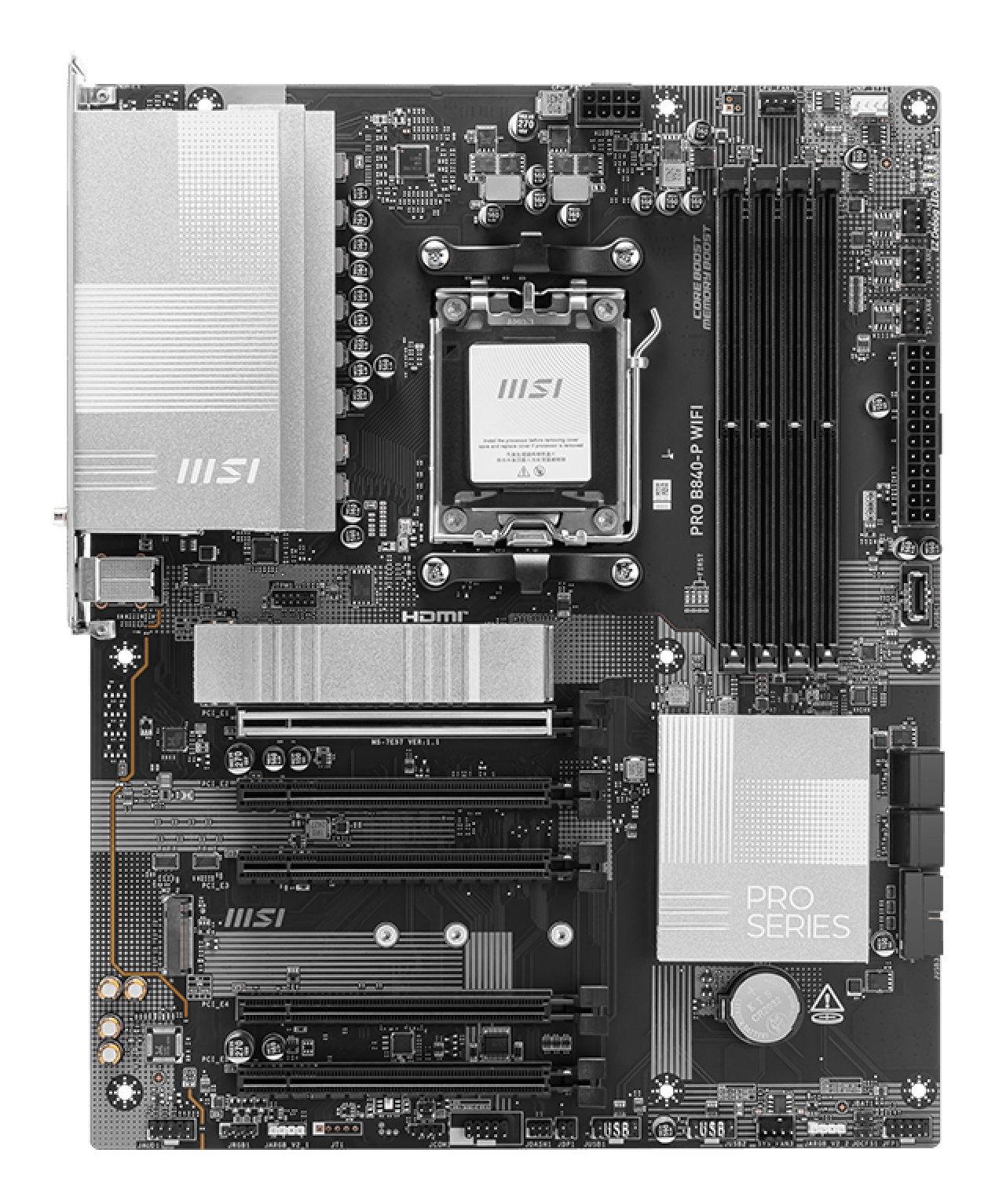 MSI MB Sc AM5 PRO B840-P WIFI - AMD B840 - 4xDDR5 - 1xHDMI - WiFi - ATX - Mainboard - AMD Sockel AM5 (Ryzen Zen4)