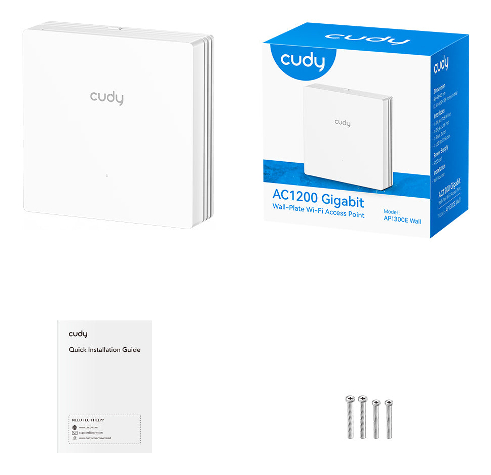 Cudy AC1200 86mm Wall-Plate Wi-Fi Access Point