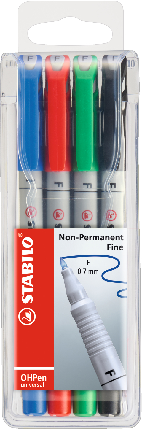 STABILO OHPen marcador 4 pieza(s) Negro, Azul, Verde, Rojo