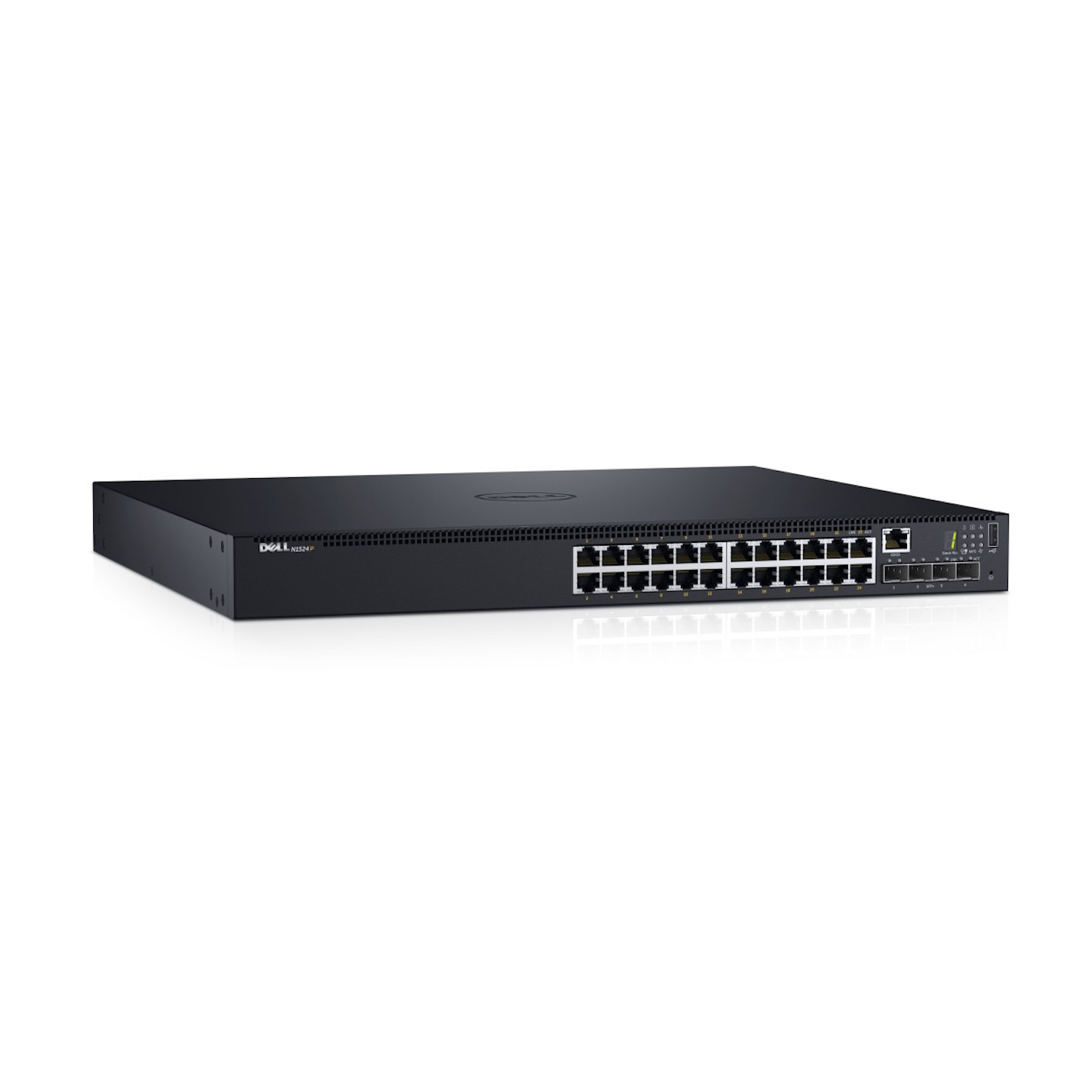 Dell Networking N1524P - Switch - L2+ - managed - 24 x 10/100/1000 + 4 x 10 Gigabit SFP+ - Luftstrom von vorne nach hinten - an Rack montierbar - PoE+ (30.8 W)