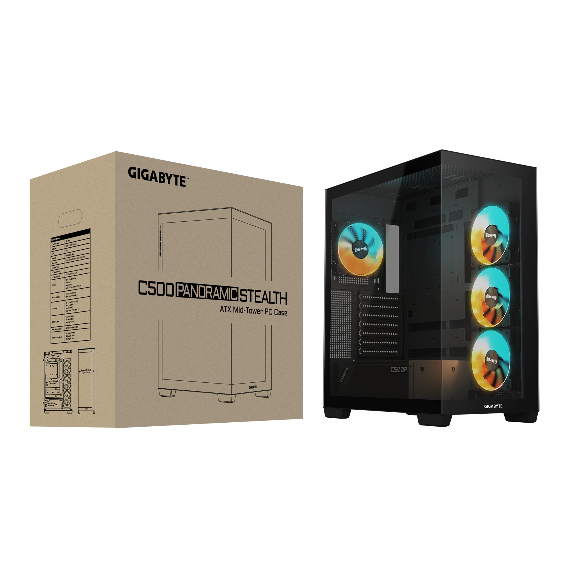 GIGABYTE C500 PANORAMIC STEALTH Midi Tower Negro