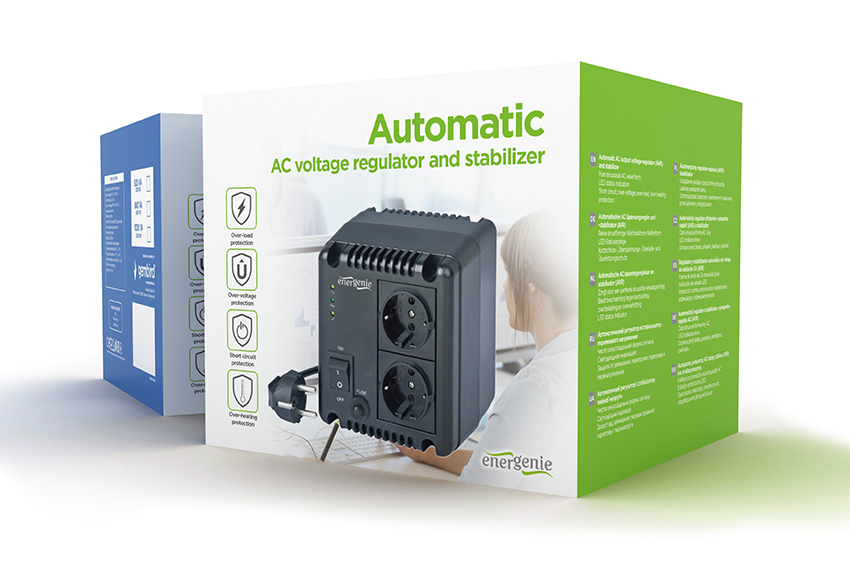 EnerGenie EG-AVR-1001 regolatore di tensione 2 presa(e) AC 140 - 270 V Nero