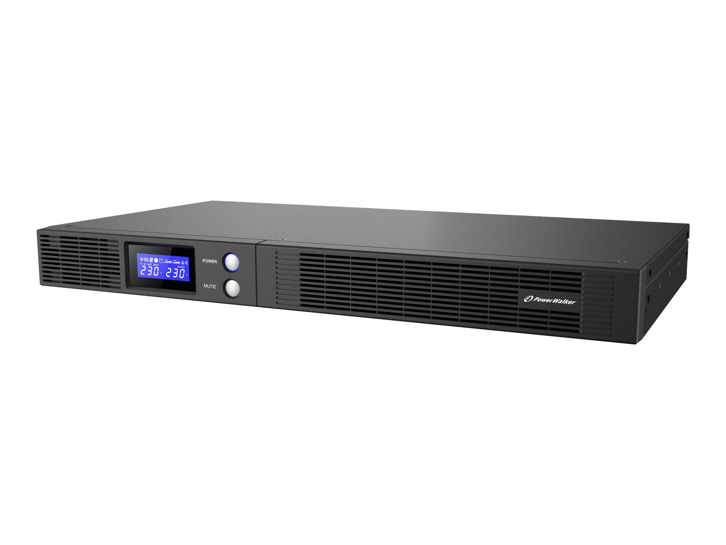 PowerWalker VI 750 R1U - USV (Rack - einbauf�hig) - AC 165-290 V - 450 Watt - 750 VA - 9 Ah - RS-232, USB - Ausgangsanschl�sse: 4 - 1U - 48.3 cm (19)