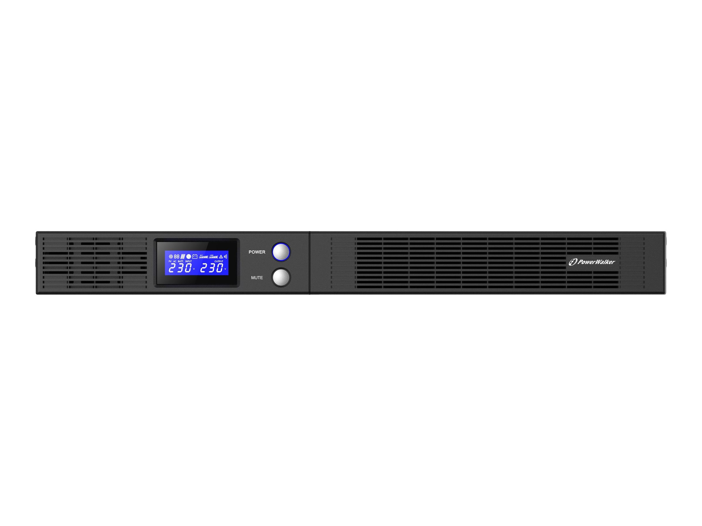 PowerWalker VI 750 R1U - USV (Rack - einbauf�hig) - AC 165-290 V - 450 Watt - 750 VA - 9 Ah - RS-232, USB - Ausgangsanschl�sse: 4 - 1U - 48.3 cm (19)