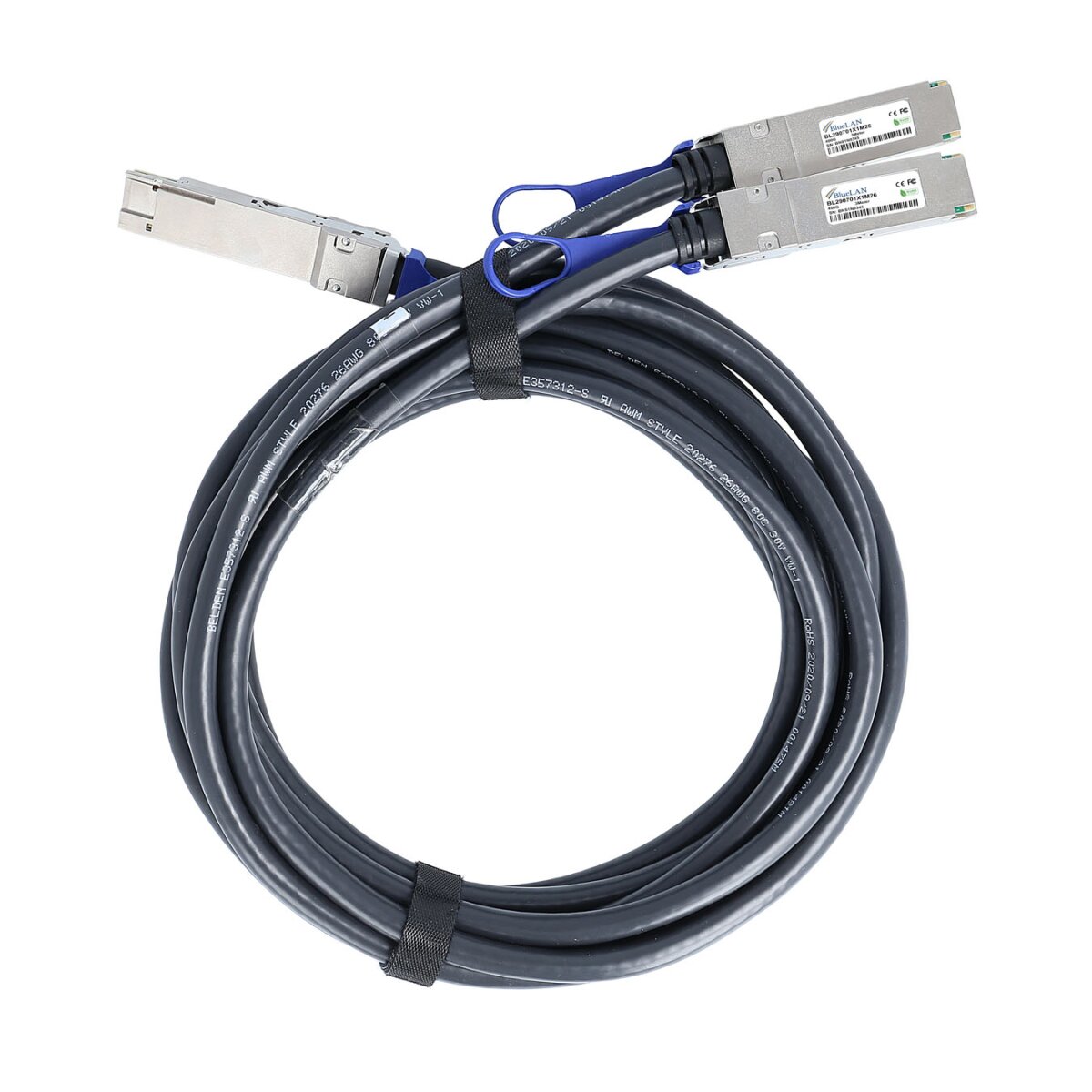 BlueOptics NVIDIA 980-9IA3S-00W001 BlueLAN passives 400GBASE-CR8 QSFP-DD auf 2x200GBASE-CR4 QSFP56 Direct Attach Breakout Kabel, 1 Meter