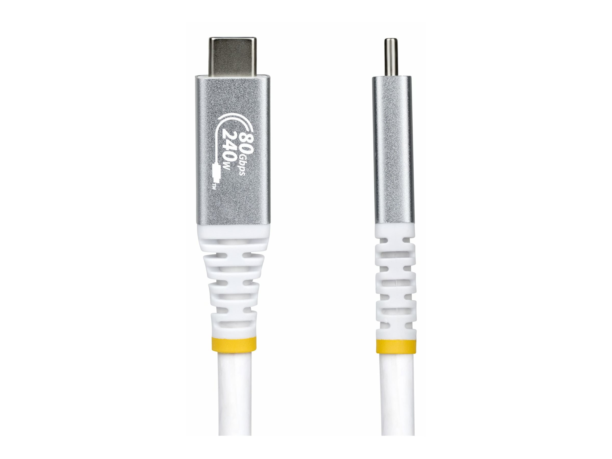 StarTech.com 1m (3ft) USB4 Cable, 80Gbps, USB-IF Certified USB-C Cable, 240W PD, 8K 120Hz/4K 240Hz DP2.1 DP80, TPE Jacket, Thunderbolt 4 Compatible - White USB-C Cord