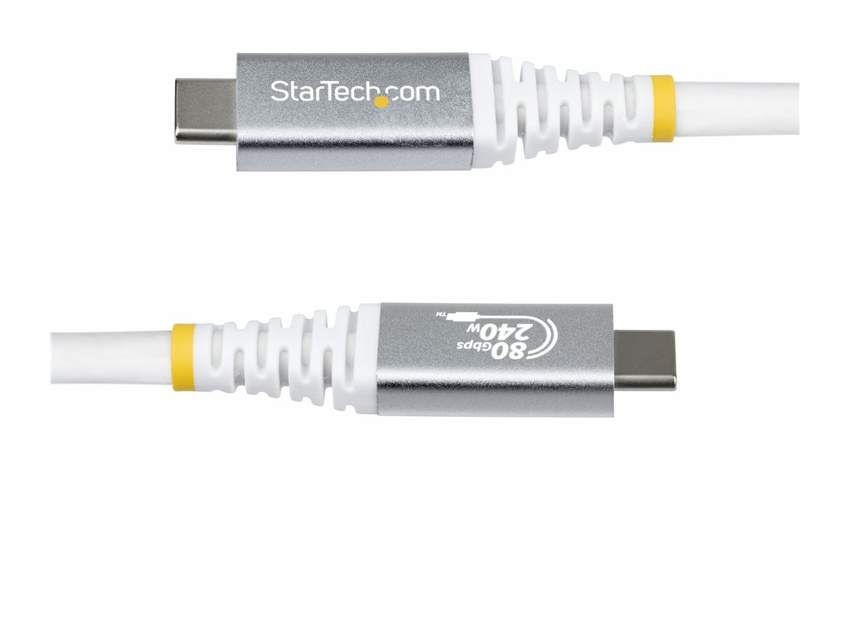 StarTech.com 1m (3ft) USB4 Cable, 80Gbps, USB-IF Certified USB-C Cable, 240W PD, 8K 120Hz/4K 240Hz DP2.1 DP80, TPE Jacket, Thunderbolt 4 Compatible - White USB-C Cord