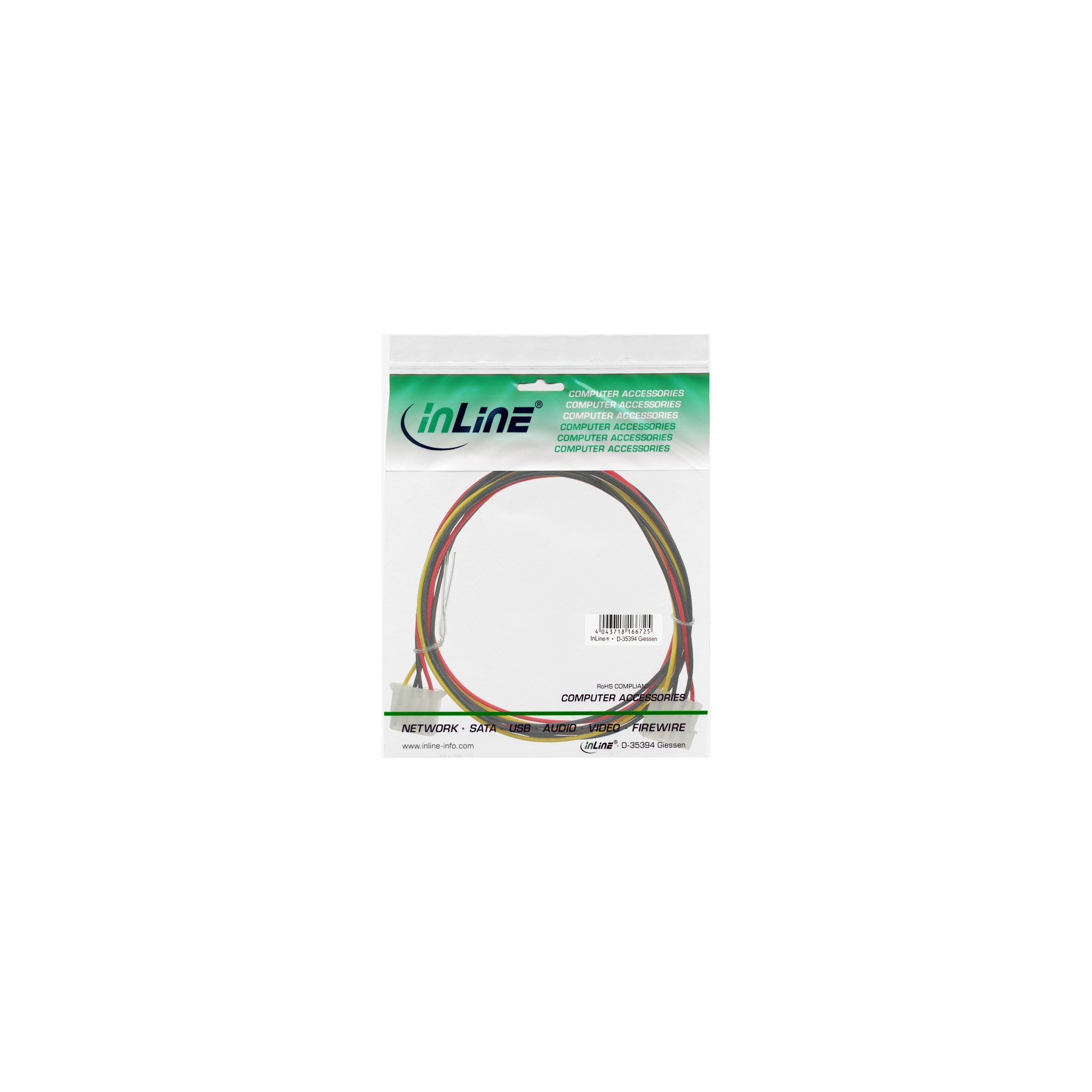 InLine Power Supply Extension Cable 4pin Molex male / female 1m