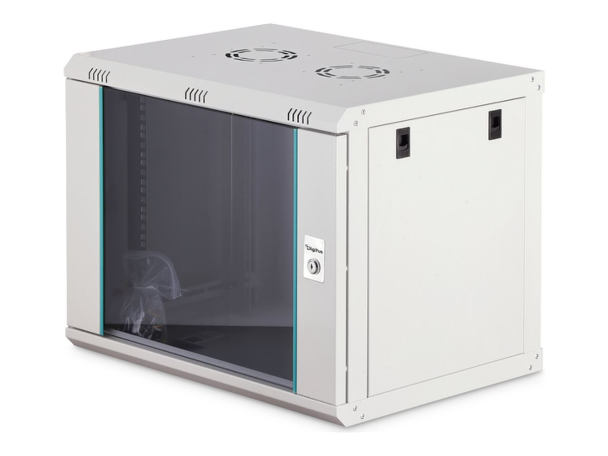 DIGITUS Szafa sieciowa wiszca dynamic 19 9u rack 474x600x450mm, drzwi szyba, szara, niezoona, 60kg