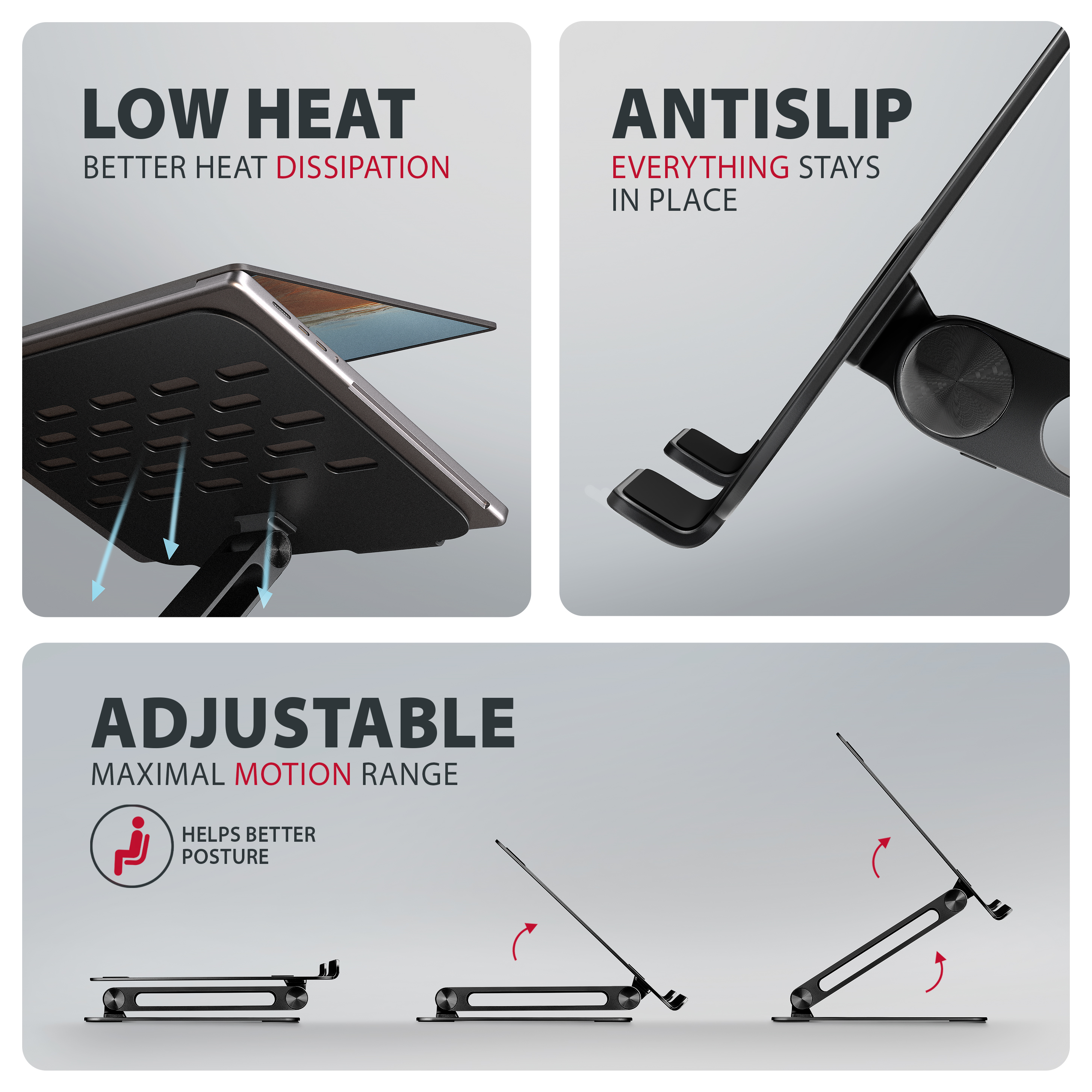AXAGON STND-LQB Laptop-Staender Doppelgelenk h�henverstellbar faltbar