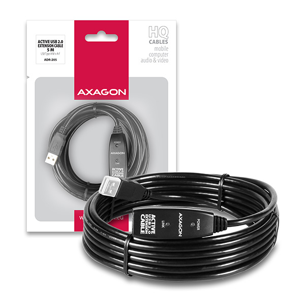 Axagon ADR-205 USB cable 5 m USB 2.0 USB A Black