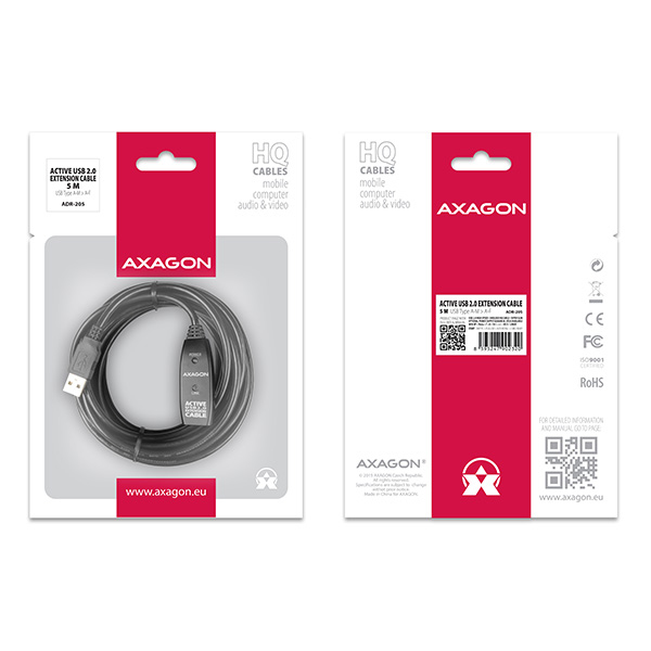 Axagon ADR-205 USB cable 5 m USB 2.0 USB A Black